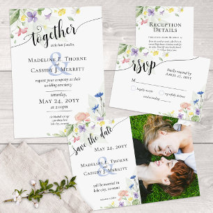 Einfache elegante Wildblumen Boho Wedding RSVP Karte