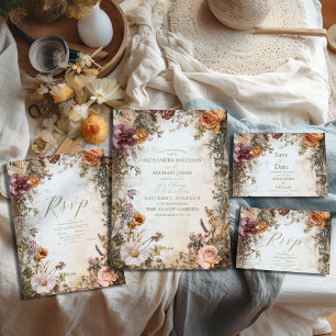 Art Nouveau Viktorianisch Royal Floral Wedding All In One Einladung