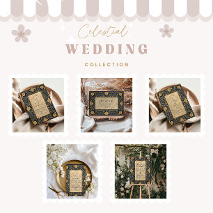 Goldene Mitternachts-Himmlische Hochzeit Einladung