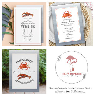 Chambray Lobster Wedding Einladung