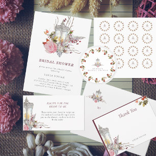 Beispiel Rustikale Rose und Brautparty Lantern Dankeskarte