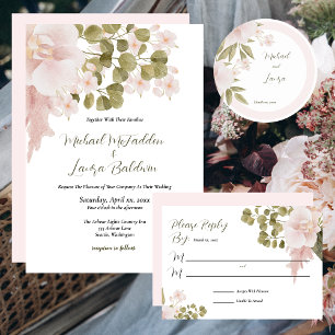 Elegante rosafarbene florale Hochzeit Banner