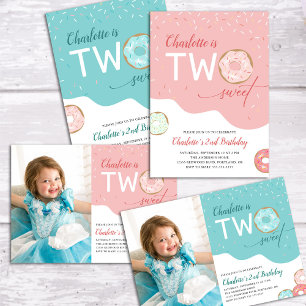 Zwei süße Mattierte Donut Girls 2. Geburtstag Banner