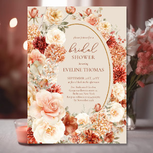 Boho terracotta burgundy floral eucalyptus Bridal Einladung