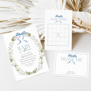 Blue Baby Dusche Spring Floral Baby Bingo Mitteilungskarte