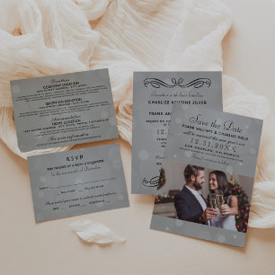 Elegant Platinum Gray Wedding Foto Save The Date