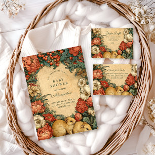 Vintage Florale Baby-Tiere Baby Shower Einladung