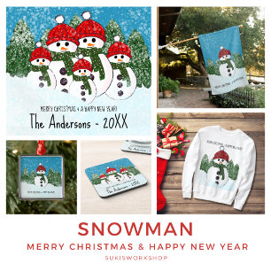 Snowman Red Beanie Ugly Christmas Black Typografy Sweatshirt