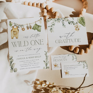 Wild One   Neutral Boho Safari Baby Dusche Einladung