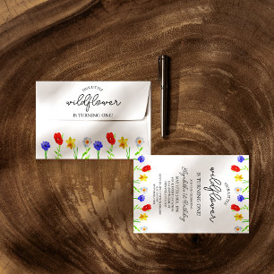 Kleine Wildblume 1. Geburtstag Einladung
