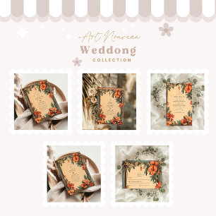 Summer Floral Frame Art Nouveau Hochzeit Einladung