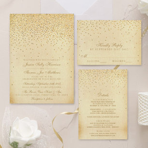 Elegant Vintag Glam Confetti Wedding Real Folieneinladung