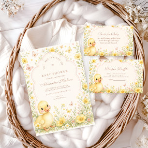 Süßes Entlein Wildblumen-Baby-Party Einladung