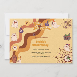 Lasst uns spukhaften halloween Retro-Kindergeburts Quadratischer Aufkleber