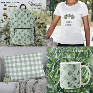 Sage Bubble Frogs - laurel Green Children pattern. Bedruckter Rucksack
