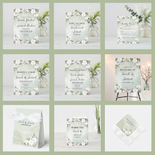 Weiße Rosen Eukalyptusblätter Hochzeit Serviette