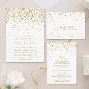 Elegant Glam Confetti Wedding Real Folieneinladung