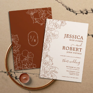 Modern Boho Terracotta Hochzeit Einladung