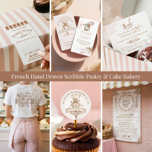 Rosa gestreifte Blumenlöffel-Gebäckkuchen-Bäckerei Visitenkarte