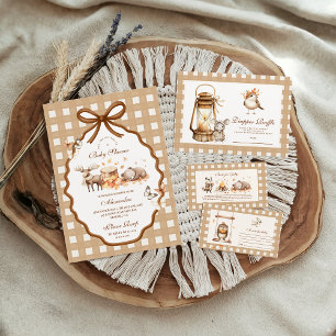 Woodland Baby Shower Gingham Fall Einladung