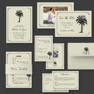 Vintag Palm Einfaches Gerahmtes Foto Save The Date