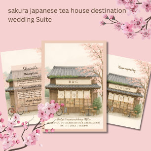Sakura Hochzeit in Urlaubsort RSVP Karte