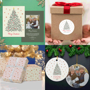 Handgezeichnet Weihnachtsbaum-Foto Keramik Ornament