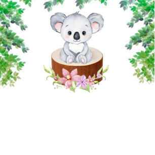 Adorable Koala Bear Girl Babydusche Einladung
