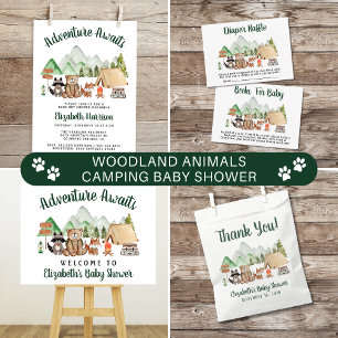 Woodland Animals Camping Kinderdusche Pappteller