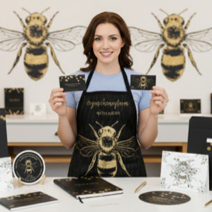 Eleganter Honey Bee Boho Black Gold Apiarist Schürze