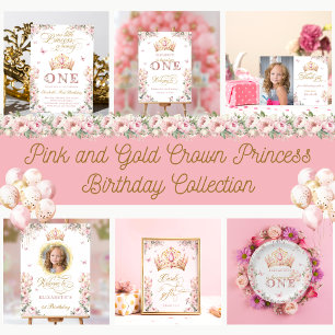 Blush Pink Gold Prinzessin 1. Geburtstag Party Kro Einladung