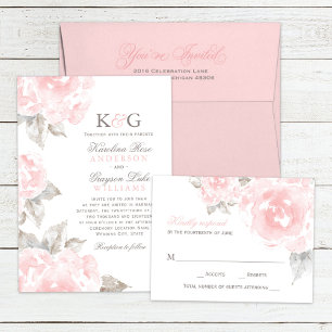Vintage Rosa-Rose RSVP Karte