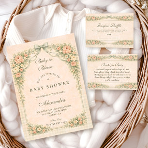 Errötende Salbei-Rosen-Bogen-Baby-Party Einladung