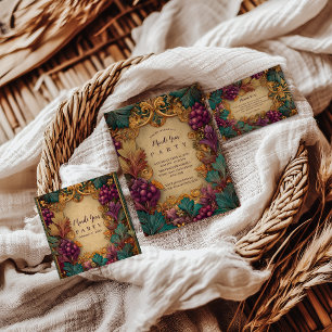 Üppiger Mardi-Gras-Masquerade-Ball mit Weinlaub Dankeskarte