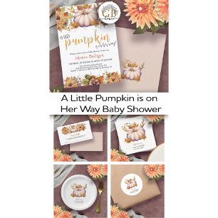 Ein wenig Pumpkin Herbst Floral Baby Dusche Runder Aufkleber