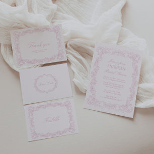 Elegantes Vintag rosa Brautparty Dankeschön Karte