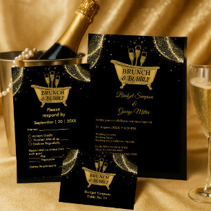 Black Gold Brunch & Bubbly Wedding Einladung