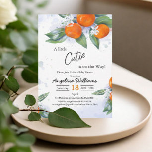 Babydusche Einladungen mit Mandarine