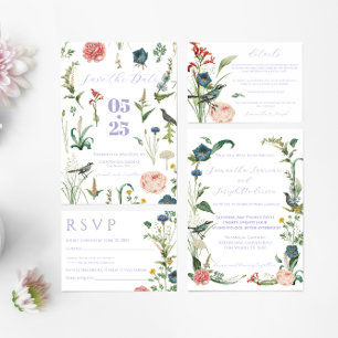 Lavender Garden Wedding RSVP Card Karte
