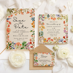 Boho Watercolor Garden of Wildblume Wedding Einladung