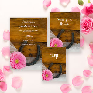 Rosa Daisy Horseshoe Country Wedding RSVP Card