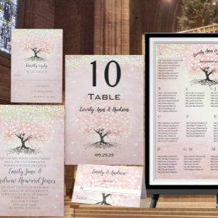 Mason Jar Peachy Pink Heart Leaf Tree Wedding Einladung