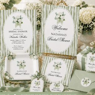 Sagegrünes Vintage-Blumenband Einfache Brautparty Rechteckiger Pappuntersetzer