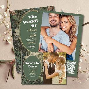 Vintage Blumenhochzeit All In One Einladung