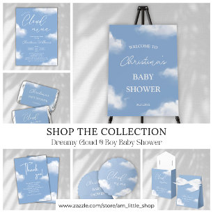 Wir sind auf Cloud 9 Blue Baby Shower Einladung
