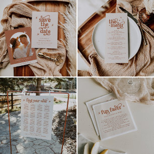 BIRDIE retro boho Save the Date terracotta Einladung