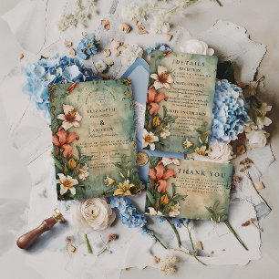 Tropische Vintage-Gartenhochzeit Dankeskarte
