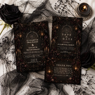 Verzauberte Whimsy-Goth-Hochzeit Einladung