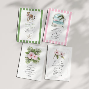 Küstenglatte Tropische Florale Hochzeits-Foto-QR-C Einladung