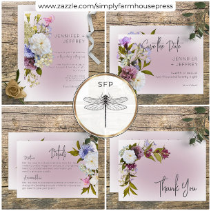 Peri White Mauve Floral Modern Wedding Vielen Dank Dankeskarte